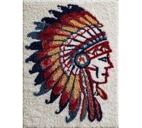 XDEGHUANGSS DIY Latch Hook Rug Kit American Native Indian Headdress Colorful Easy for Beginners Crochet Yarn Hook and Latch Tapestry Mat Cushion Craft Set for Home Decor 38x52cm-3