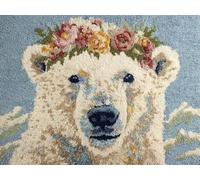 XDEGHUANGSS DIY Latch Hook Rug Kit Cartoon Polar Bear Portrait Wear Flower Wreath Easy for Beginners Crochet Yarn Hook and Latch Tapestry Mat Cushion Craft Set for Home Decor 52x38cm-3