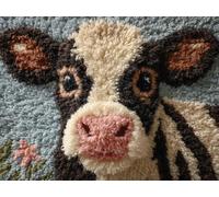 XDEGHUANGSS DIY Latch Hook Rug Kit Cute Dairy Cow Color-Stamped Carpet Tapestry 52x38cm Yarn Hooking Crochet Mat Home Floor Decor-2