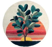 XDEGHUANGSS DIY Latch Hook Rug Kit Ficus Elastica Tree and Sunset Round Carpet with Pattern 52x52cm Yarn Hooking Crochet Mat Home Floor Mat Decor-2