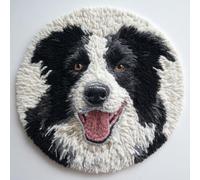 XDEGHUANGSS DIY Latch Hook Rug Kit for Aldult,Border Collie Dog Round Carpet with Preprinted Pattern 52x52cm Yarn Hooking Crochet Rug Mat Home Floor Mat Decor-9