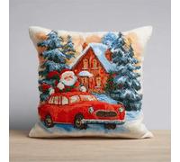 XDEGHUANGSS DIY Xmas Cushion Latch Hook Kit for Adults,Relaxing Holiday Craft Activity, Make a Festive Throw Pillow with Colourful Yarn & Printed Canvas,43x43 cm-17
