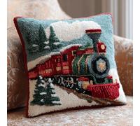 XDEGHUANGSS DIY Xmas Cushion Latch Hook Kit for Adults,Relaxing Holiday Craft Activity, Make a Festive Throw Pillow with Colourful Yarn & Printed Canvas,43x43 cm-6