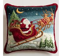 XDEGHUANGSS DIY Xmas Cushion Latch Hook Kit for Adults,Relaxing Holiday Craft Activity, Make a Festive Throw Pillow with Colourful Yarn & Printed Canvas,43x43 cm-4