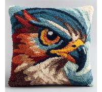 XDEGHUANGSS Eagle Latch Hook Pillow Kit 43x43cm,DIY Printed Cushion Cover for Adult Beginners,Easy Crochet Yarn Embroidery Craft Set,Latch Hook Throw Pillowcase Home Decor