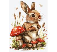 XDEGHUANGSS Easy Beginner Stamped Cross Stitch Kit 11CT Pre Printed,Rabbit Mushroom,DIY Needlepoint Embroidery Patterns for Adults,Relaxing Home Decor Crafts & Wall Art 40x50cm