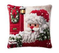 XDEGHUANGSS Festive Latch Hook Cushion Kit,DIY Christmas Pillow Craft Set for Family Fun, Includes Hook, Yarn & Canvas,43x43cm Holiday Decoration Project-18