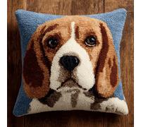 XDEGHUANGSS Latch Hook Complete Cushion Cover Kit,Beagle,Lovely Dog Latch Hook Kits Rug Making Crafts DIY for Kids/Adults 43x43 cm