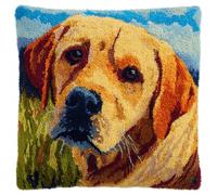 XDEGHUANGSS Latch Hook Complete Cushion Cover Kit,Labrador Retriever,Lovely Dog Latch Hook Kits Rug Making Crafts DIY for Kids/Adults 43x43 cm
