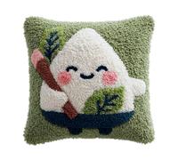 XDEGHUANGSS Latch Hook Cushion Kit for Adults Beginners,Zongzi Pre-Printed Canvas Pillow Cover Making Kit with Wool Yarn,DIY Sofa Home Decor Craft Gift