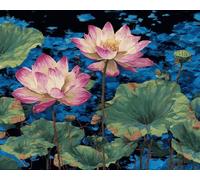 XDEGHUANGSS Latch Hook Kit for Adults,Blooming Lotus,52x38cm DIY Rug Making Kit with Yarn,Needlework Craft for Home Decor,Cross Stitch Style Carpet