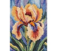 XDEGHUANGSS Latch Hook Kit for Adults,Iris,Complete DIY Latch Hook Rug Making Kit with Pre-Printed Canvas,Yarn Bundles & Crochet Tool,Relaxing Craft Kit for Women-90x120cm