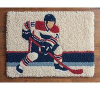 XDEGHUANGSS Latch Hook Kits and Adults,Ice Hockey,DIY Latch Hook Rug Kit,Cross Stitch Rug Making Kit,Carpet Making Crochet Embroidery Kits Needlework Crafts for Home Decor