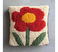 XDEGHUANGSS Latch Hook Kits Pillow for Adult DIY Rug Crochet Hook Cushion Making Kits with Preprinted Pattern Canvas,Handmade Home Sofa Christmas Decor 43x43cm,Safflower