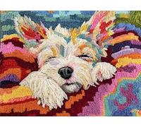 XDEGHUANGSS Latch Hook Rectangle Rug Kit for Adults Chinese Crested Dog Aleeping in Bed Crochet Yarn Carpet Floor Mat Tapestry Christmas Home Decor 52x38cm-3