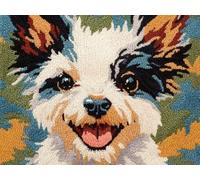 XDEGHUANGSS Latch Hook Rectangle Rug Kit for Adults Chinese Crested Dog Happy Face Crochet Yarn Carpet Floor Mat Tapestry Christmas Home Decor 52x38cm-1