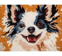 XDEGHUANGSS Latch Hook Rectangle Rug Kit for Adults Chinese Crested Dog Happy Face Crochet Yarn Carpet Floor Mat Tapestry Christmas Home Decor 52x38cm-3