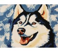 XDEGHUANGSS Latch Hook Rectangle Rug Kits for Adults Siberian Huskies Dog Happy Face Crochet Yarn Carpet Floor Mat Tapestry Christmas Home Decor 52x38cm-3