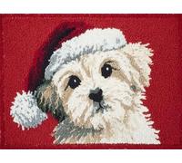 XDEGHUANGSS Latch Hook Rug Kit Cartoon Havanese Dog Portrait with Christmas with Pre-Printed Mat Cover DIY Cushion Crochet Yarn Hooking Craft Set for Hobby and Floor Decor 52x38cm -3