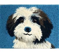 XDEGHUANGSS Latch Hook Rug Kit Cartoon Havanese Dog Portrait with Pre-Printed Mat Cover DIY Cushion Crochet Yarn Hooking Craft Set for Hobby and Floor Decor 52x38cm -2