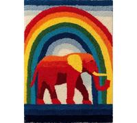 XDEGHUANGSS Latch Hook Rug Kit Elephant and Rainbow Background with Pre-Printed Mat Cover DIY Cushion Crochet Yarn Hooking Craft Set for Floor Decor 38x52cm-3