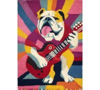 XDEGHUANGSS Latch Hook Rug Kit English Bulldog Dog Playing Guitar with Pre-Printed Mat Cover DIY Cushion Crochet Yarn Hooking Craft Set for Floor Decor 38x52cm-4