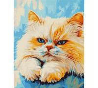 XDEGHUANGSS Latch Hook Rug Kit for Adults & Beginners,DIY Crochet Rug Making Kit,Large Pre-Printed Persian Cat in Oil Painting Style Pattern,3D Needlecraft Cushion/Rug Kit for Home Décor-80x115cm