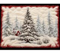 XDEGHUANGSS Latch Hook Rug Kit for Adults White Snow Christmas Pine Tree Easy Carpet Cushion with Printed Canvas Crochet Yarn Craft DIY Hooking Tapestry for Home Floor Decoration Pets Pads-60x90cm