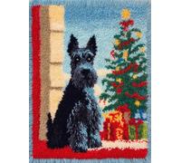 XDEGHUANGSS Latch Hook Rug Kit for Beginners,Scottish Terrier Printed Canvas,Cushion & Doormat DIY,Polyester & Nylon Yarn,All Seasons Home Decor,Hand Wash Only,Mixed Colors