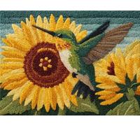 XDEGHUANGSS Latch Hook Rug Kit Hummingbird On Sunflower with Pre-Printed Mat Cover DIY Cushion Crochet Yarn Hooking Craft Set for Hobby and Floor Decor 52x38cm -13