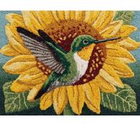XDEGHUANGSS Latch Hook Rug Kit Hummingbird On Sunflower with Pre-Printed Mat Cover DIY Cushion Crochet Yarn Hooking Craft Set for Hobby and Floor Decor 52x38cm -6