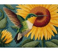 XDEGHUANGSS Latch Hook Rug Kit Hummingbird On Sunflower with Pre-Printed Mat Cover DIY Cushion Crochet Yarn Hooking Craft Set for Hobby and Floor Decor 52x38cm -15