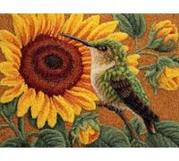 XDEGHUANGSS Latch Hook Rug Kit Hummingbird On Sunflower with Pre-Printed Mat Cover DIY Cushion Crochet Yarn Hooking Craft Set for Hobby and Floor Decor 52x38cm -5