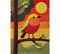 XDEGHUANGSS Latch Hook Rug Kit Robin Bird On Tree with Pre-Printed Mat Cover DIY Cushion Crochet Yarn Hooking Craft Set for Floor Decor 38x52cm-3