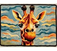 XDEGHUANGSS Latch Hook Rug Kits for Adults,Giraffe Under Sky,Beginners Pre-Printed Hook and Latch Rug Set DIY Crochet Carpet Making Kit Cross-Stitch Wall Hanging for Home Decor-52x38cm