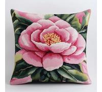XDEGHUANGSS Peony Flowers Latch Hook Pillow Case Kits,43x43 cm 3D DIY Latch Hook Cushion Cover Kits Latch Hook Crochet Kit,with Latch Hook Tool Latch Hook Kit for Adults and Beginners