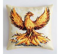 XDEGHUANGSS Phoenix Latch Hook Kits for Adults Beginners DIY Hooked Pillow Kit Pre-Printed Pillowcase Hook and Latch Rug Kits Cross-Stitch Cushion Cover for Home Sofa Decoration 17x17 inch