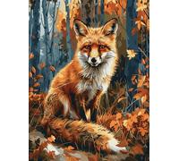 XDEGHUANGSS Stamped Cross Stitch Kit for Adult Beginners,11CT DIY Needlepoint Embroidery Kit with Pattern,Autumn Fox,16x20 Inch Counted Cross Stitch Craft for Home Décor & Handmade Wall Art