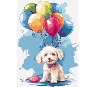 XDEGHUANGSS Stamped Cross Stitch Kit for Adult Beginners,11CT DIY Needlepoint Embroidery Kit with Pattern,Balloon Puppy,16x20 Inch Counted Cross Stitch Craft for Home Décor & Handmade Wall Art
