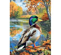 XDEGHUANGSS Stamped Cross Stitch Kit for Beginners Adults,Preprinted 11CT Easy Pattern with Guide,No Counting Needed,Mandarin Duck by The Water,DIY Embroidery Kits for Home Wall Decor 40x50cm