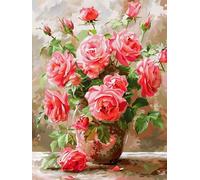 XDEGHUANGSS Stamped Cross Stitch Kits for Adults Beginners 11CT Printed Embroidery Kit,Rose,Easy DIY Needlework with Pattern Fabric,Wall Art Craft for Home Decoration 40x50cm