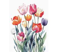 XDEGHUANGSS Stamped Cross Stitch Kits for Adults Beginners 11CT Printed Embroidery Kit,Tulip Bouquet,Easy DIY Needlework with Pattern Fabric,Wall Art Craft for Home Decoration 40x50cm