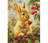XDEGHUANGSS Stamped Cross Stitch Kits for Adults Beginners 11CT Printed Embroidery Kit,Yellow Rabbit,Easy DIY Needlework with Pattern Fabric,Wall Art Craft for Home Decoration 40x50cm