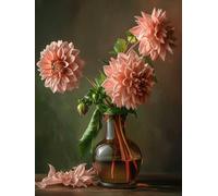XDEGHUANGSS Stamped Cross Stitch Starter Kit for Adult Beginners,11CT Pre-Printed Easy Needlepoint Embroidery Set,Dahlia Bouquet,DIY Relaxing Craft Pattern for Home Decor 16x20 Inches