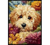 XDEGHUANGSS Tapestry Kits Latch Hook Rug Kits Carpet Embroidery Needlework Package DIY Rugs Cross Stitch Kit,52x38 cm,Golden Doodle Dog