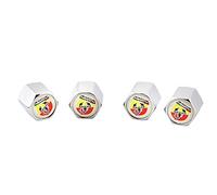 XDG 4Pcs Car Tire Valve Stem Caps Covers for Abarth Scorpion Logo White Background for Fiat 500 Abarth 1000 1100 TC 204A Berlinetta 500C Coupe Scorpione Spider Simca 2000 204A 205A Decoration(Silver)