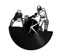 XDG Cricket Vinyl Wall Clock Sports Lovers Friends Unique Gift Home Room Decoration Vintage Design Office Bar Room Home Decor(Size:12inch Color:Black)