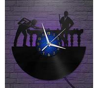 XDG Snooker Man 12 Inch Vinyl Record Wall Clock, Battery Operated Silent & Non-ticking Wall Clock for Kitchen Home Living Room Bedroom School (B) with LED