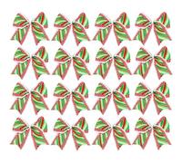 XDGBGFN 16 Pcs Red Green Christmas Bows 15CM Christmas Wreaths Bows Ornaments Christmas Tree Stripe Bows Ribbons for Christmas Party Gift Wrapping Garland Wedding