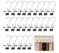 XDGBGFN 25pcs Portable Laundry Hooks, Clips with Hooks Anti-Slip Stainless Steel Laundry Hook, Single Coat Hangers Clips, Clip Hooks Hanger for Towels